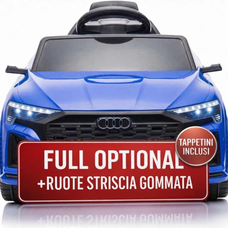 Auto Elettrica Bambini Audi SQ8 e-tron 12V Blu 1-4 Anni Telecomando LED Pelle