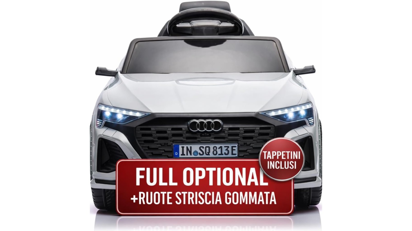Auto Elettrica Bambini Audi SQ8 e-tron 12V Grigia 1-4 Anni Telecomando LED Pelle