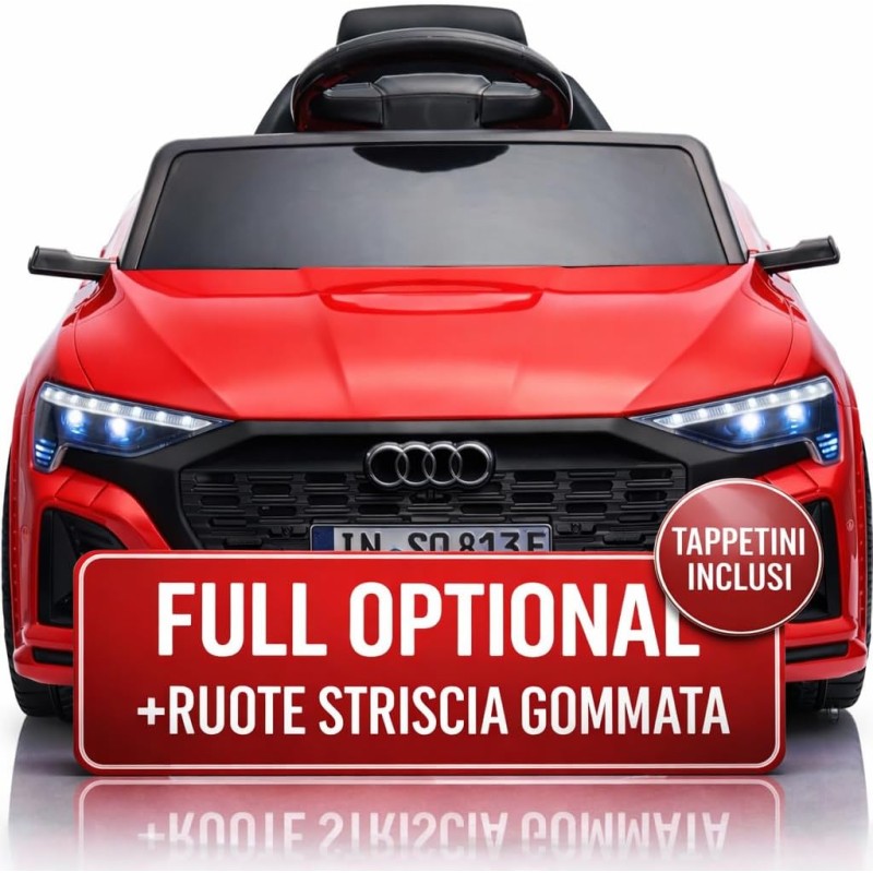 Auto Elettrica Bambini Audi SQ8 e-tron 12V Rossa 1-4 Anni Telecomando LED Pelle