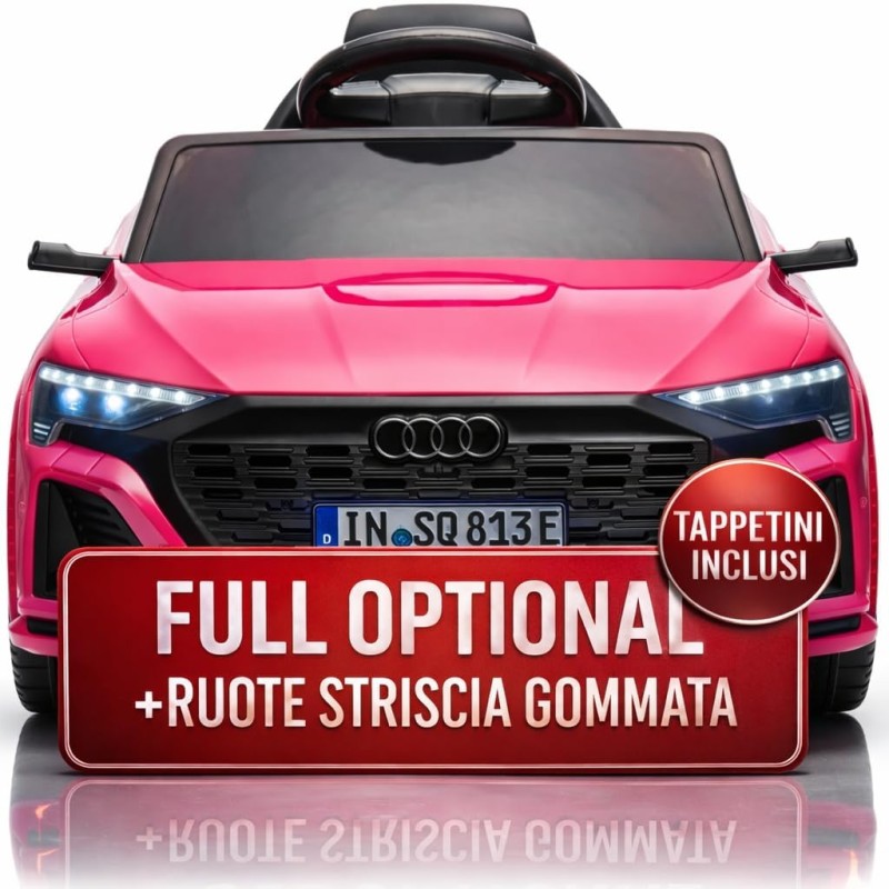 Auto Elettrica Bambini Audi SQ8 e-tron 12V Rosa 1-4 Anni Telecomando LED Pelle