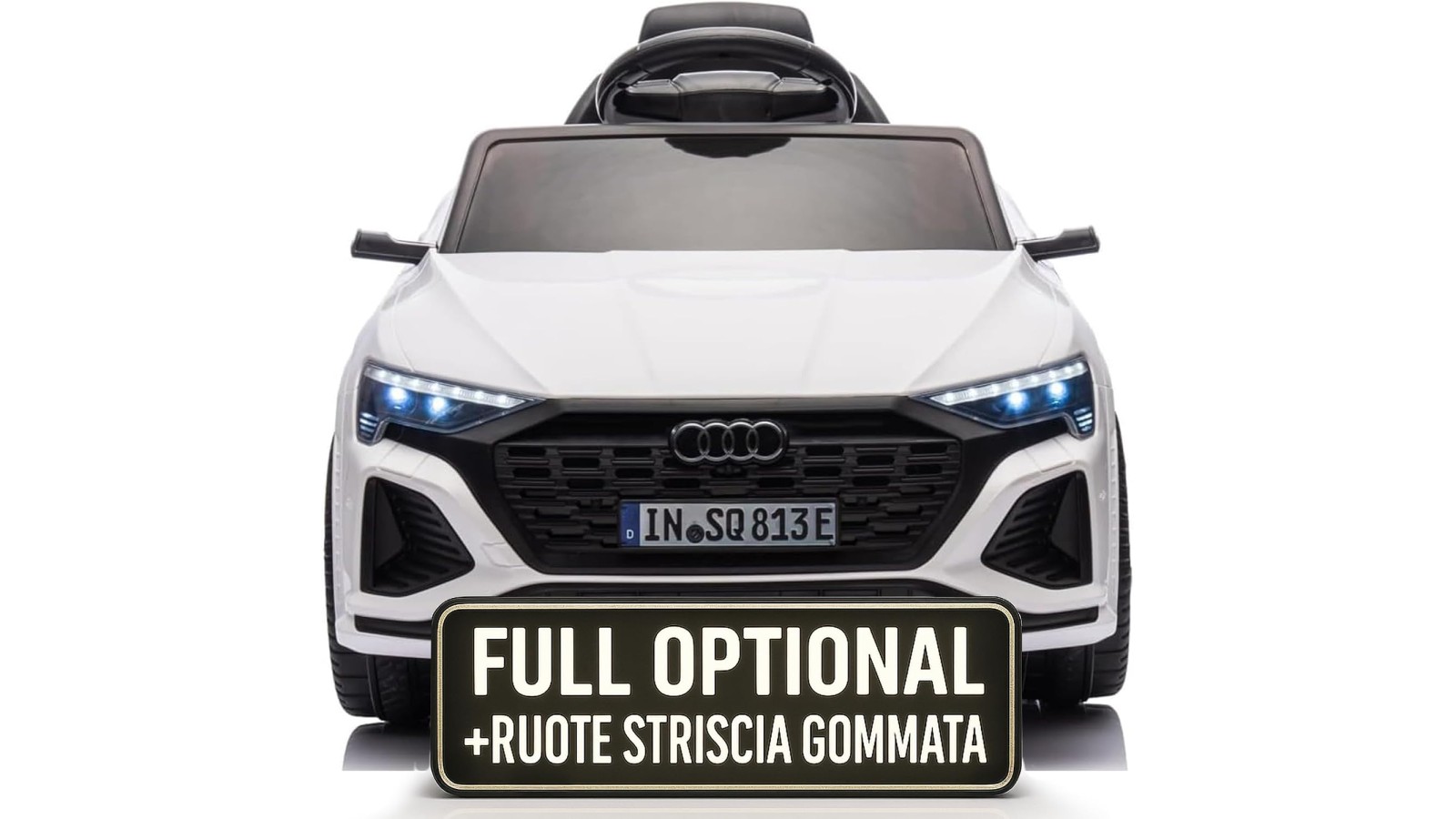 Auto Elettrica Bambini Audi SQ8 e-tron 12V Bianca 1-4 Anni Telecomando LED Pelle