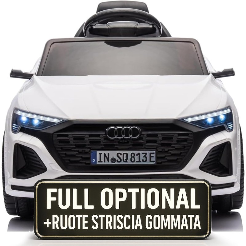 Auto Elettrica Bambini Audi SQ8 e-tron 12V Bianca 1-4 Anni Telecomando LED Pelle