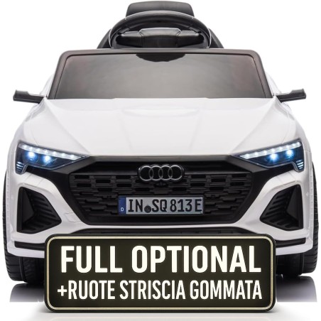 Auto Elettrica Bambini Audi SQ8 e-tron 12V Bianca 1-4 Anni Telecomando LED Pelle