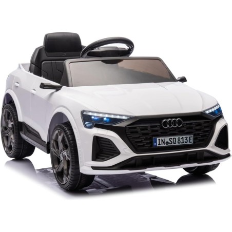 Auto Elettrica Bambini Audi SQ8 e-tron 12V Bianca 1-4 Anni Telecomando LED Pelle