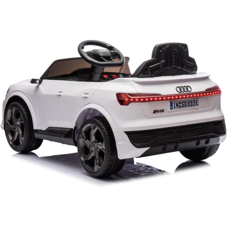 Auto Elettrica Bambini Audi SQ8 e-tron 12V Bianca 1-4 Anni Telecomando LED Pelle