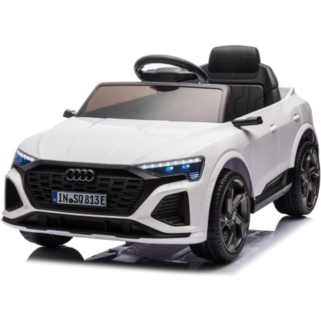 Auto Elettrica Bambini Audi SQ8 e-tron 12V Bianca 1-4 Anni Telecomando LED Pelle