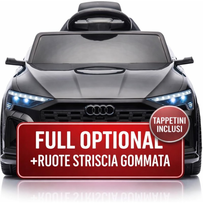 Auto Elettrica Bambini Audi SQ8 e-tron 12V Nera 1-4 Anni Telecomando LED Pelle