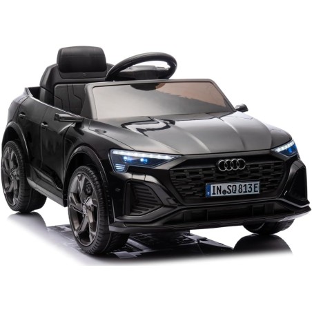 Auto Elettrica Bambini Audi SQ8 e-tron 12V Nera 1-4 Anni Telecomando LED Pelle