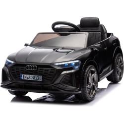 Auto Elettrica Bambini Audi SQ8 e-tron 12V Nera 1-4 Anni Telecomando LED Pelle