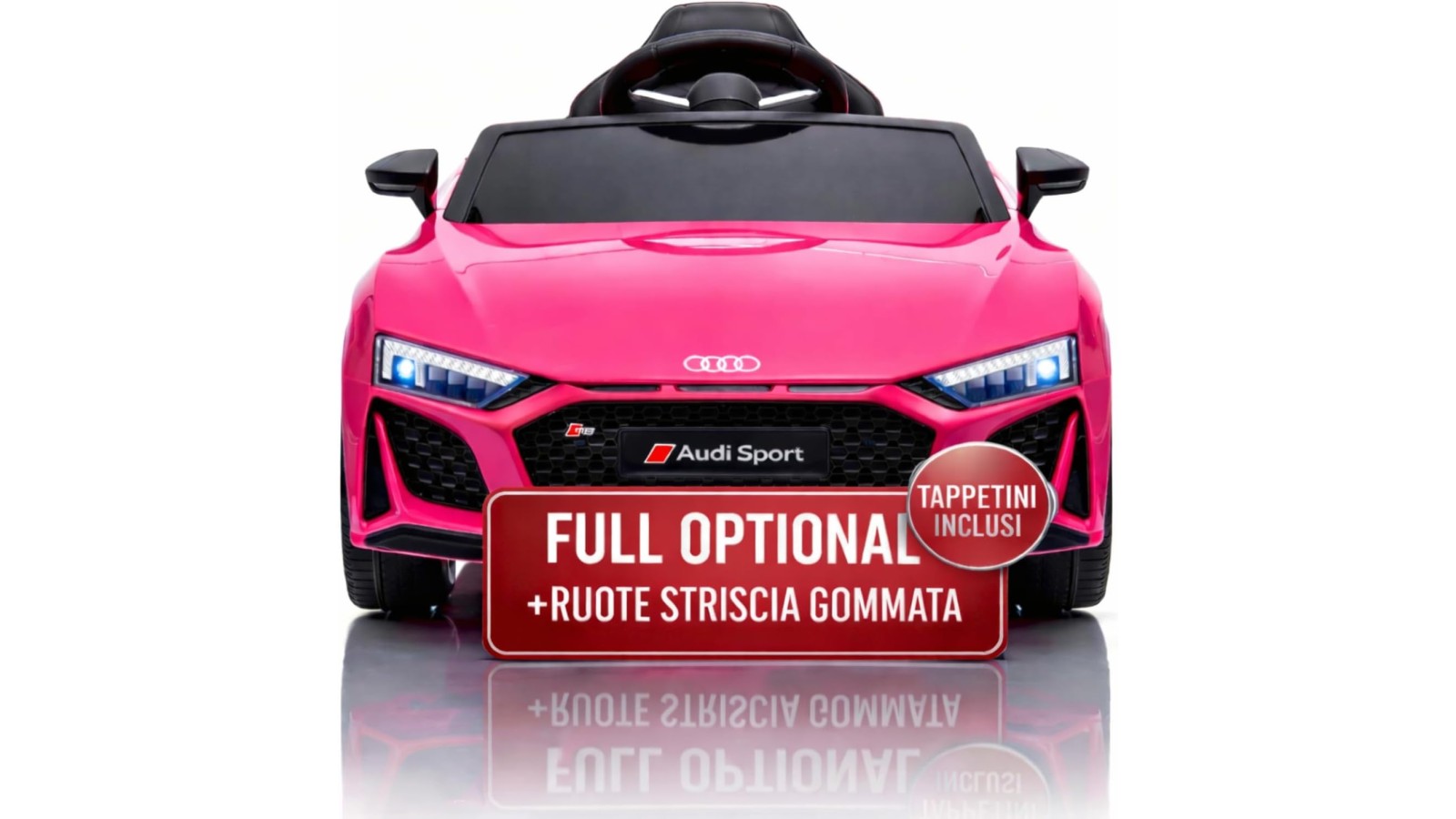 Auto Elettrica Bambini Audi R8 Spyder 12V Rosa 1-4 Anni Telecomando LED Pelle
