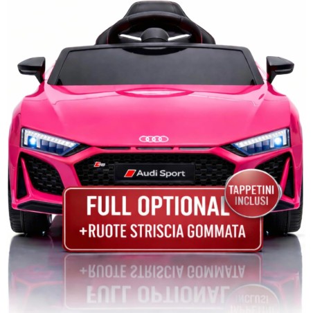 Auto Elettrica Bambini Audi R8 Spyder 12V Rosa 1-4 Anni Telecomando LED Pelle