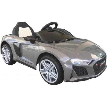 Auto Elettrica Bambini Audi R8 Spyder 12V Grigia 1-4 Anni Telecomando LED Pelle