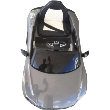 Auto Elettrica Bambini Audi R8 Spyder 12V Grigia 1-4 Anni Telecomando LED Pelle