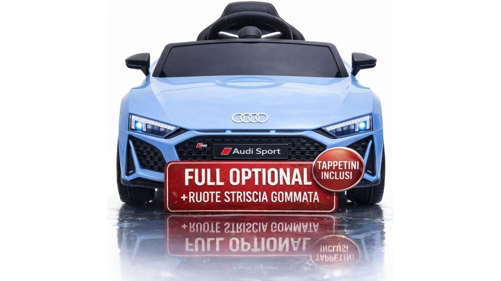 Auto Elettrica Bambini Audi R8 Spyder 12V Blu 1-4 Anni Telecomando LED Pelle
