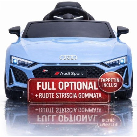 Auto Elettrica Bambini Audi R8 Spyder 12V Blu 1-4 Anni Telecomando LED Pelle