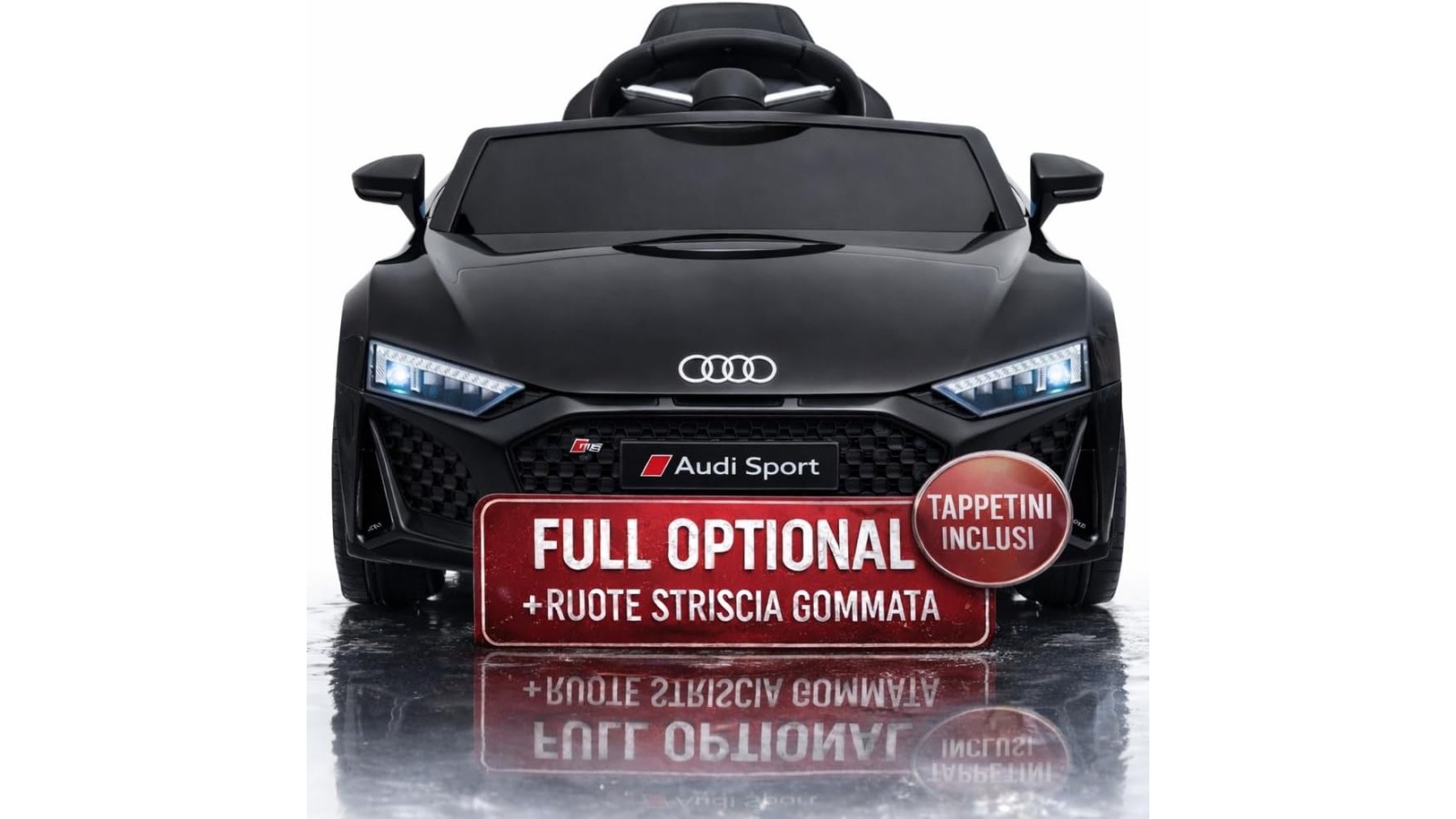 Auto Elettrica Bambini Audi R8 Spyder 12V Nera 1-4 Anni Telecomando LED Pelle