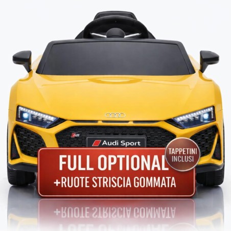 Auto Elettrica Bambini Audi R8 Spyder 12V Gialla 1-4 Anni Telecomando LED Pelle
