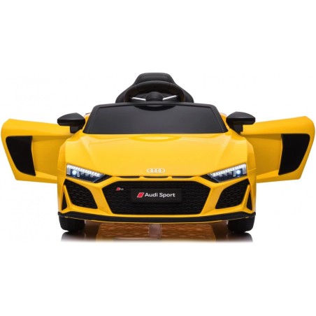 Auto Elettrica Bambini Audi R8 Spyder 12V Gialla 1-4 Anni Telecomando LED Pelle
