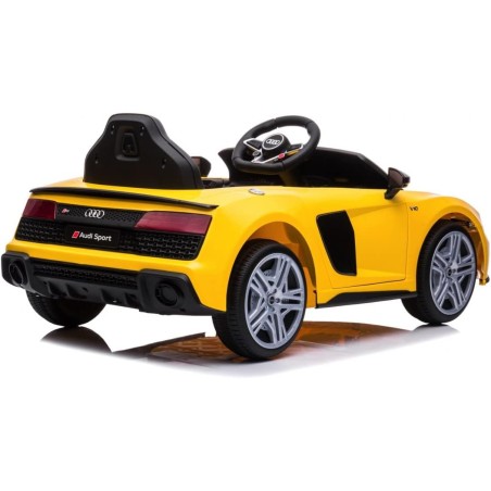 Auto Elettrica Bambini Audi R8 Spyder 12V Gialla 1-4 Anni Telecomando LED Pelle
