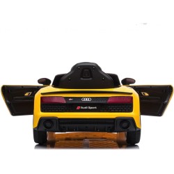 Auto Elettrica Bambini Audi R8 Spyder 12V Gialla 1-4 Anni Telecomando LED Pelle