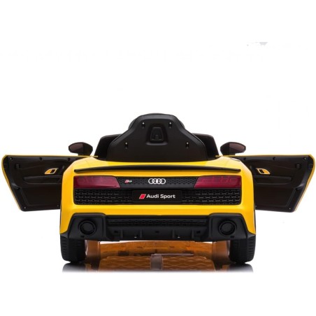 Auto Elettrica Bambini Audi R8 Spyder 12V Gialla 1-4 Anni Telecomando LED Pelle