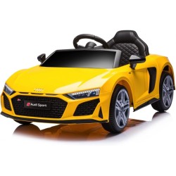 Auto Elettrica Bambini Audi R8 Spyder 12V Gialla 1-4 Anni Telecomando LED Pelle