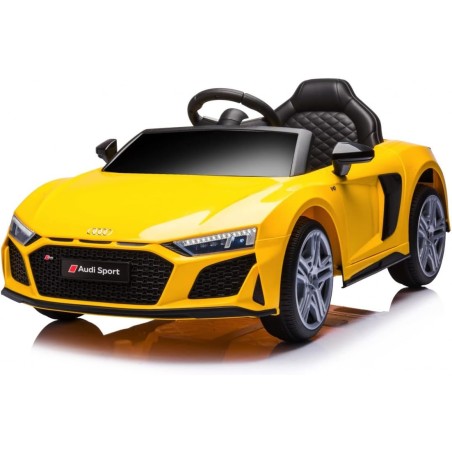 Auto Elettrica Bambini Audi R8 Spyder 12V Gialla 1-4 Anni Telecomando LED Pelle