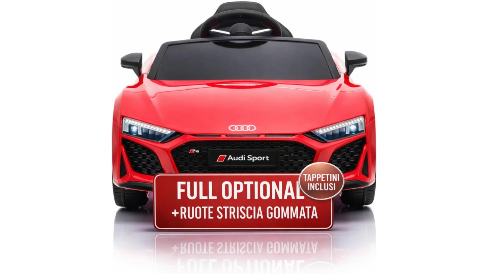 Auto Elettrica Bambini Audi R8 Spyder 12V Rossa 1-4 Anni Telecomando LED Pelle