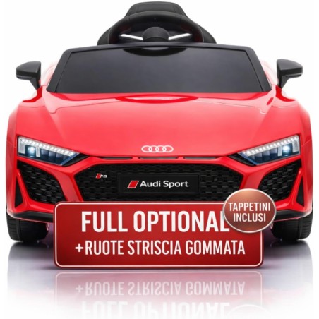 Auto Elettrica Bambini Audi R8 Spyder 12V Rossa 1-4 Anni Telecomando LED Pelle