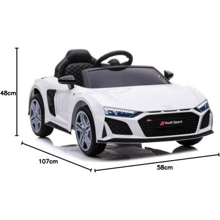 Auto Elettrica Bambini Audi R8 Spyder 12V Bianca 1-4 Anni Telecomando LED Pelle