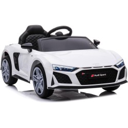 Auto Elettrica Bambini Audi R8 Spyder 12V Bianca 1-4 Anni Telecomando LED Pelle
