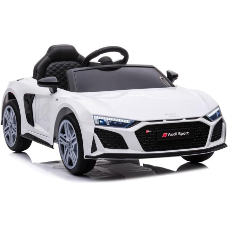 Auto Elettrica Bambini Audi R8 Spyder 12V Bianca 1-4 Anni Telecomando LED Pelle