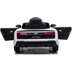 Auto Elettrica Bambini Audi R8 Spyder 12V Bianca 1-4 Anni Telecomando LED Pelle