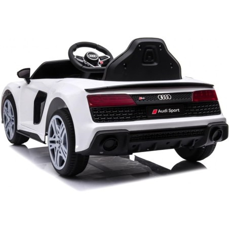 Auto Elettrica Bambini Audi R8 Spyder 12V Bianca 1-4 Anni Telecomando LED Pelle