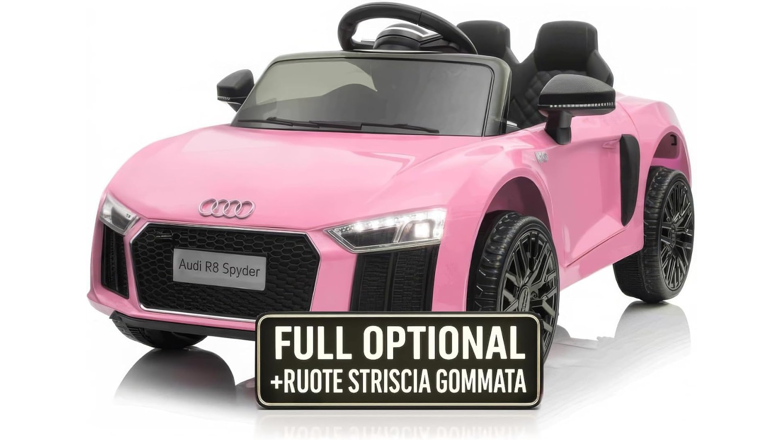 Auto Elettrica Bambini Audi R8 Spyder 12V Rosa 1-4 Anni Telecomando LED MP3