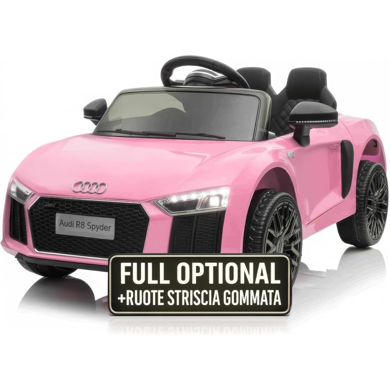 Auto Elettrica Bambini Audi R8 Spyder 12V Rosa 1-4 Anni Telecomando LED MP3