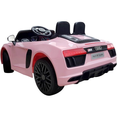 Auto Elettrica Bambini Audi R8 Spyder 12V Rosa 1-4 Anni Telecomando LED MP3