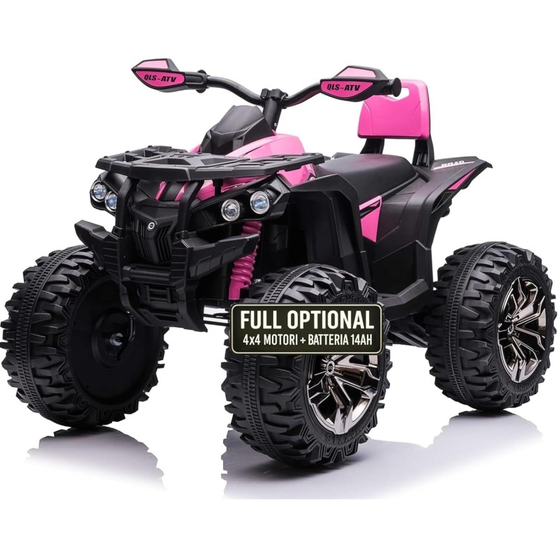 Quad Elettrico Bambini ATV 12V 14Ah 4x4 Rosa 1-4 Anni Sospensioni LED MP3