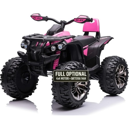 Quad Elettrico Bambini ATV 12V 14Ah 4x4 Rosa 1-4 Anni Sospensioni LED MP3