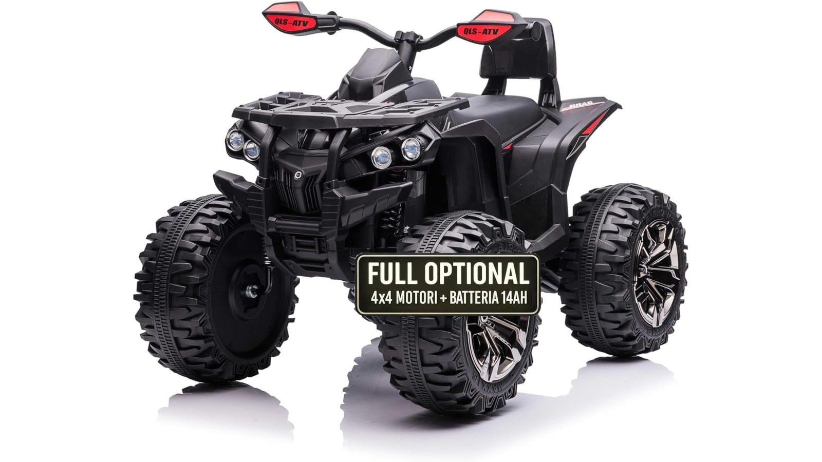 Quad Elettrico Bambini ATV 12V 14Ah 4x4 Nero 1-4 Anni Sospensioni LED MP3