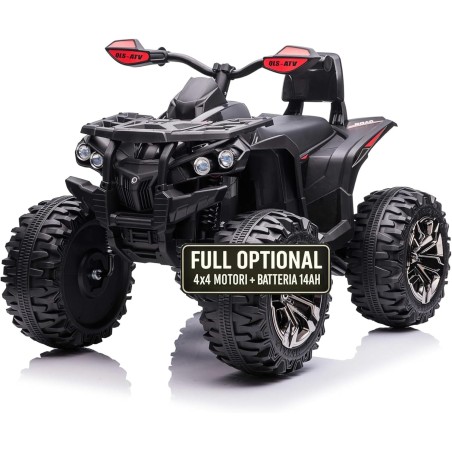 Quad Elettrico Bambini ATV 12V 14Ah 4x4 Nero 1-4 Anni Sospensioni LED MP3