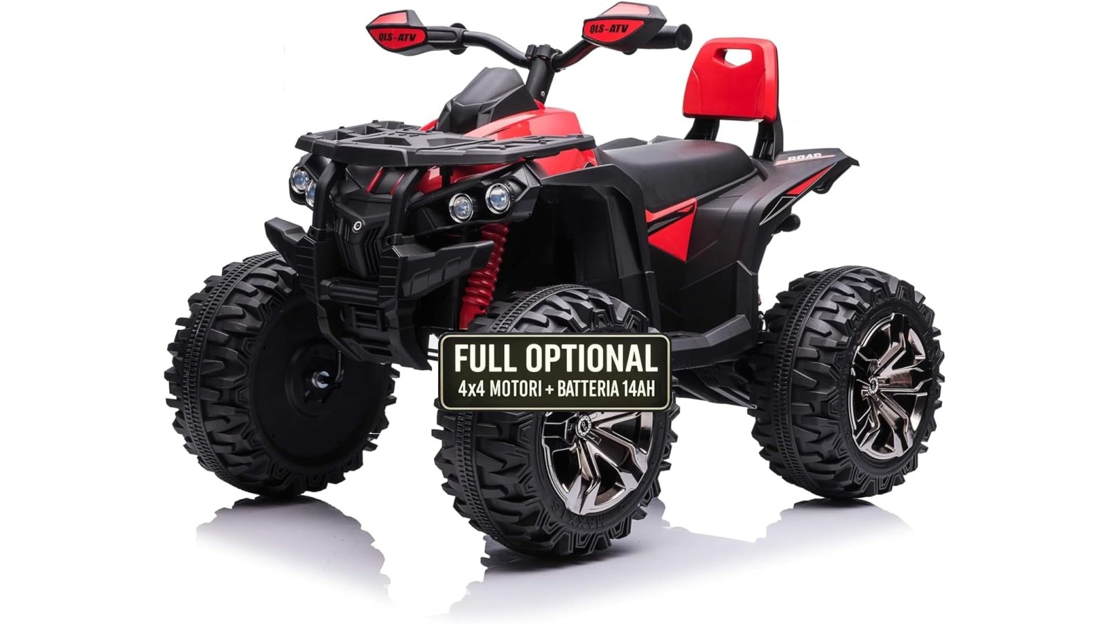 Quad Elettrico Bambini ATV 12V 14Ah 4x4 Rosso 1-4 Anni Sospensioni LED MP3