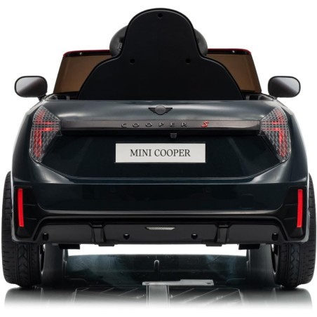 Auto Elettrica Bambini Mini Cooper S Cabrio 12V Nera 1-4 Anni Telecomando LED