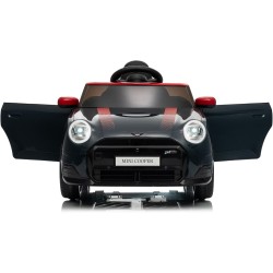 Auto Elettrica Bambini Mini Cooper S Cabrio 12V Nera 1-4 Anni Telecomando LED