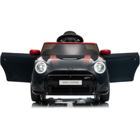 Auto Elettrica Bambini Mini Cooper S Cabrio 12V Nera 1-4 Anni Telecomando LED