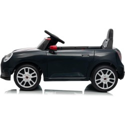 Auto Elettrica Bambini Mini Cooper S Cabrio 12V Nera 1-4 Anni Telecomando LED