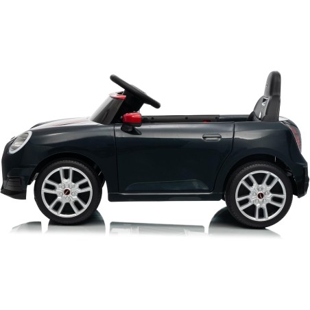 Auto Elettrica Bambini Mini Cooper S Cabrio 12V Nera 1-4 Anni Telecomando LED