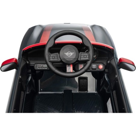 Auto Elettrica Bambini Mini Cooper S Cabrio 12V Nera 1-4 Anni Telecomando LED