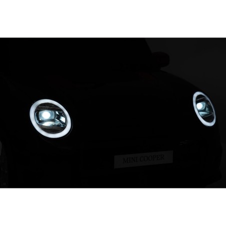 Auto Elettrica Bambini Mini Cooper S Cabrio 12V Nera 1-4 Anni Telecomando LED