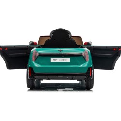 Auto Elettrica Bambini Mini Cooper S Cabrio 12V Verde 1-4 Anni Telecomando LED